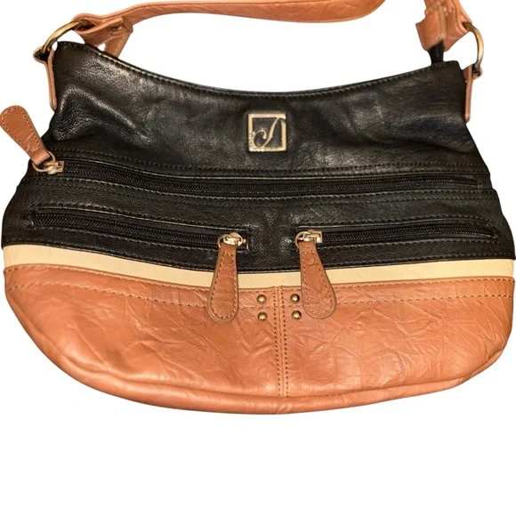 Stone Mountain Leather Hobo Handbag Black Brown & Tan - Picture 3 of 10